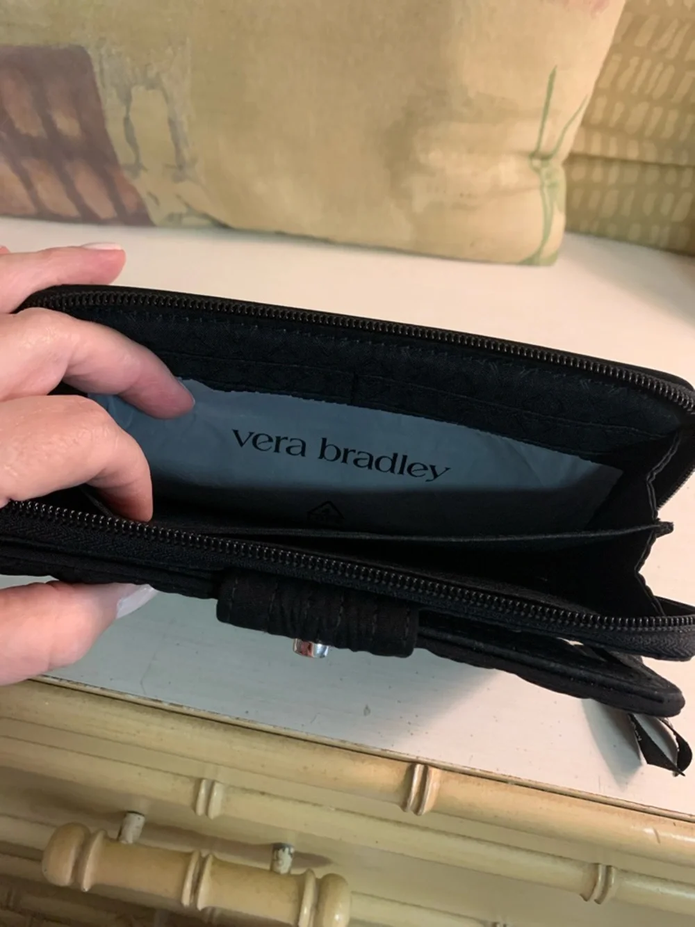 Vera Bradley Black Quilted Zip Wallet with Turn-Lock - Picture 6 of 7